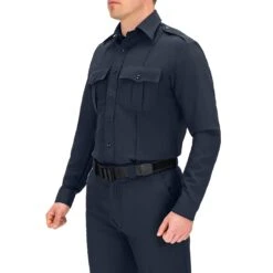 LONG SLEEVE ZIPPERED POLYESTER SHIRT -Blauer Store 8600 z 04 34 front ls zippered polyester shirt